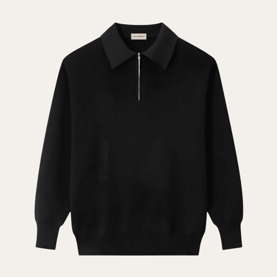 100% Cotton Half-Zip Pullover LUDO MARINO Black M 