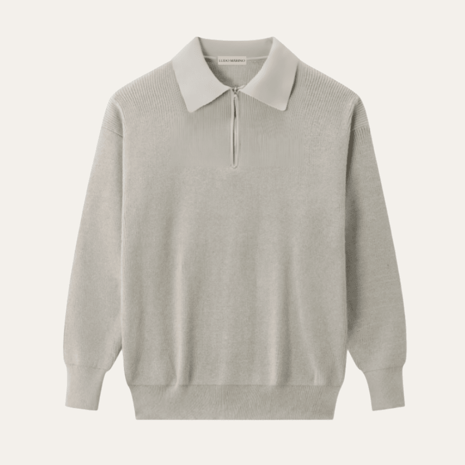 100% Cotton Half-Zip Pullover LUDO MARINO Gray M 